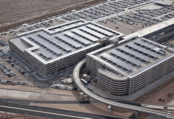 Commercial solar installation with rooftop panels